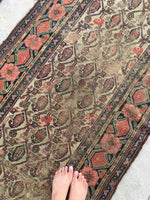 3'5 x 15' Antique Persian Malayer Runner / long vintage runner / 15' rug runner - Blue Parakeet Rugs