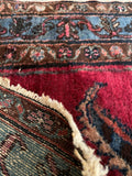 3'6 x 6'2 Antique ruby 'n' floral Persian rug #2101 / 4x6 Vintage Rug - Blue Parakeet Rugs
