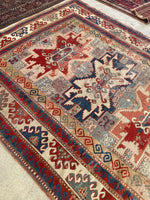 5’6 x 7’1 Antique Kazak Rug (#1387ML) - Blue Parakeet Rugs