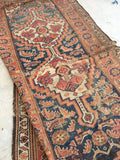 3'8 x 7'2 antique Kurdish rug / 4x7 vintage rug - Blue Parakeet Rugs