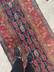 3'2 x 11' Antique worn Persian runner #2260 / 3x11 Vintage Runner - Blue Parakeet Rugs