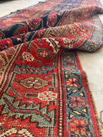 3'2 x 11' Antique worn Persian runner #2260 / 3x11 Vintage Runner - Blue Parakeet Rugs