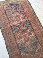 3'8 x 7'2 antique Kurdish rug / 4x7 vintage rug - Blue Parakeet Rugs