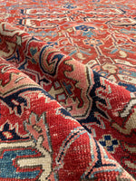 7'2 x 10'1 Antique tribal Heriz wool rug #1953ML / 7x10 Vintage Rug - Blue Parakeet Rugs