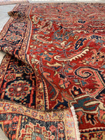 7'2 x 10'1 Antique tribal Heriz wool rug #1953ML / 7x10 Vintage Rug - Blue Parakeet Rugs