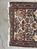 1'11 x 2'9 Antique ivory Persian Dargazine rug #2262 / 2x3 Vintage Rug - Blue Parakeet Rugs