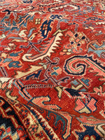 7'2 x 10'1 Antique tribal Heriz wool rug #1953ML / 7x10 Vintage Rug - Blue Parakeet Rugs