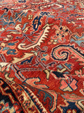 7'2 x 10'1 Antique tribal Heriz wool rug #1953ML / 7x10 Vintage Rug - Blue Parakeet Rugs