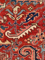 7'2 x 10'1 Antique tribal Heriz wool rug #1953ML / 7x10 Vintage Rug - Blue Parakeet Rugs