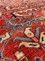 7'2 x 10'1 Antique tribal Heriz wool rug #1953ML / 7x10 Vintage Rug - Blue Parakeet Rugs
