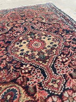 2'7 x 4'1 Antique Persian Scatter rug #2263-A / 3x4 Vintage Rug - Blue Parakeet Rugs