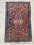 2'7 x 4'1 Antique Persian Scatter rug #2263-A / 3x4 Vintage Rug - Blue Parakeet Rugs