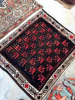 2'5 x 2'8 square antique Baluch mat (#1097) - Blue Parakeet Rugs