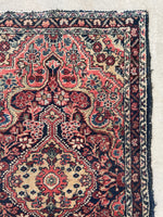 2'7 x 4'1 Antique Persian Scatter rug #2263-A / 3x4 Vintage Rug - Blue Parakeet Rugs