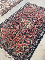2'7 x 4'1 Antique Persian Scatter rug #2263-A / 3x4 Vintage Rug - Blue Parakeet Rugs