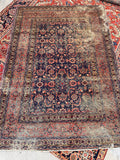 4'8 x 6'9 Antique worn Persian Tabriz rug #1954ML / 5x7 Vintage Rug - Blue Parakeet Rugs