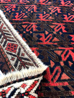 2'5 x 2'8 square antique Baluch mat (#1097) - Blue Parakeet Rugs