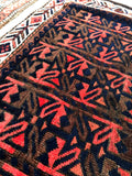 2'5 x 2'8 square antique Baluch mat (#1097) - Blue Parakeet Rugs