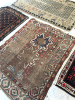 3'2 x 4'3 Antique worn Caucasian Rug / small antique rug (#1101) - Blue Parakeet Rugs