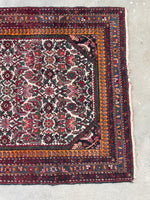 3'6 x 4'7 Antique Persian rug #2264 / 4x5 Vintage Rug - Blue Parakeet Rugs