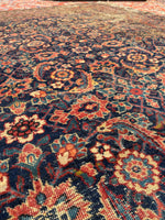 4'8 x 6'9 Antique worn Persian Tabriz rug #1954ML / 5x7 Vintage Rug - Blue Parakeet Rugs