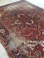 6'3 x 8'5 Antique Persian Heriz / 6x9 vintage Persian rug - Blue Parakeet Rugs