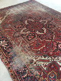 6'3 x 8'5 Antique Persian Heriz / 6x9 vintage Persian rug - Blue Parakeet Rugs