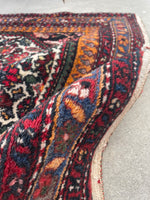 3'6 x 4'7 Antique Persian rug #2264 / 4x5 Vintage Rug - Blue Parakeet Rugs
