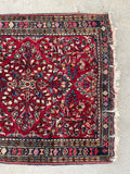 2' x 2'6 Antique Persian Sarouk mat #2266 / 2x3 Vintage Rug - Blue Parakeet Rugs