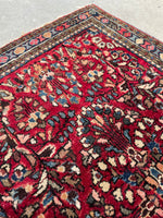 2' x 2'6 Antique Persian Sarouk mat #2266 / 2x3 Vintage Rug - Blue Parakeet Rugs