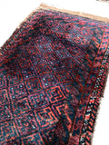 1'7 x 3'3 antique nomadic Baluch scatter rug (#1103) - Blue Parakeet Rugs