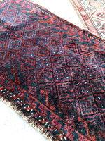 1'7 x 3'3 antique nomadic Baluch scatter rug (#1103) - Blue Parakeet Rugs