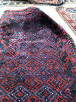 1'7 x 3'3 antique nomadic Baluch scatter rug (#1103) - Blue Parakeet Rugs