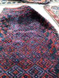 1'7 x 3'3 antique nomadic Baluch scatter rug (#1103) - Blue Parakeet Rugs
