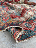 8'8 x 12'2 Antique Persian Serapi with Teal border #2655A / Large Vintage Rug - Blue Parakeet Rugs