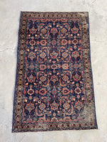 3' x 4'10 Worn Antique Mahi design rug #2106 / 3x5 Vintage Rug - Blue Parakeet Rugs