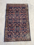 3' x 4'10 Worn Antique Mahi design rug #2106 / 3x5 Vintage Rug - Blue Parakeet Rugs