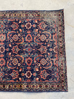 3' x 4'10 Worn Antique Mahi design rug #2106 / 3x5 Vintage Rug - Blue Parakeet Rugs