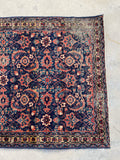 3' x 4'10 Worn Antique Mahi design rug #2106 / 3x5 Vintage Rug - Blue Parakeet Rugs