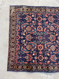 3' x 4'10 Worn Antique Mahi design rug #2106 / 3x5 Vintage Rug - Blue Parakeet Rugs