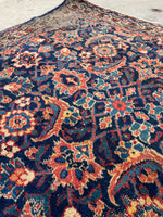 3' x 4'10 Worn Antique Mahi design rug #2106 / 3x5 Vintage Rug - Blue Parakeet Rugs