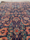 3' x 4'10 Worn Antique Mahi design rug #2106 / 3x5 Vintage Rug - Blue Parakeet Rugs