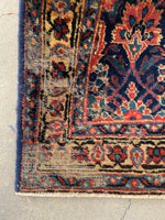 3' x 4'10 Worn Antique Mahi design rug #2106 / 3x5 Vintage Rug - Blue Parakeet Rugs