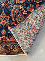 3' x 4'10 Worn Antique Mahi design rug #2106 / 3x5 Vintage Rug - Blue Parakeet Rugs