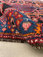 4'3 x 6'7 Vintage and bold tribal rug #1955 / 4x7 Vintage Rug - Blue Parakeet Rugs