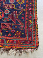 7'5 x 12'7 Vintage Flat Weave Soumak #2676 - Blue Parakeet Rugs