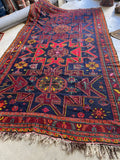 7'5 x 12'7 Vintage Flat Weave Soumak #2676 - Blue Parakeet Rugs