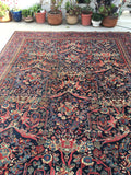 9'10 x 13'6 Midnight Blue Antique Mahal - Blue Parakeet Rugs