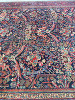 9'10 x 13'6 Midnight Blue Antique Mahal - Blue Parakeet Rugs