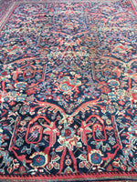 9'10 x 13'6 Midnight Blue Antique Mahal - Blue Parakeet Rugs